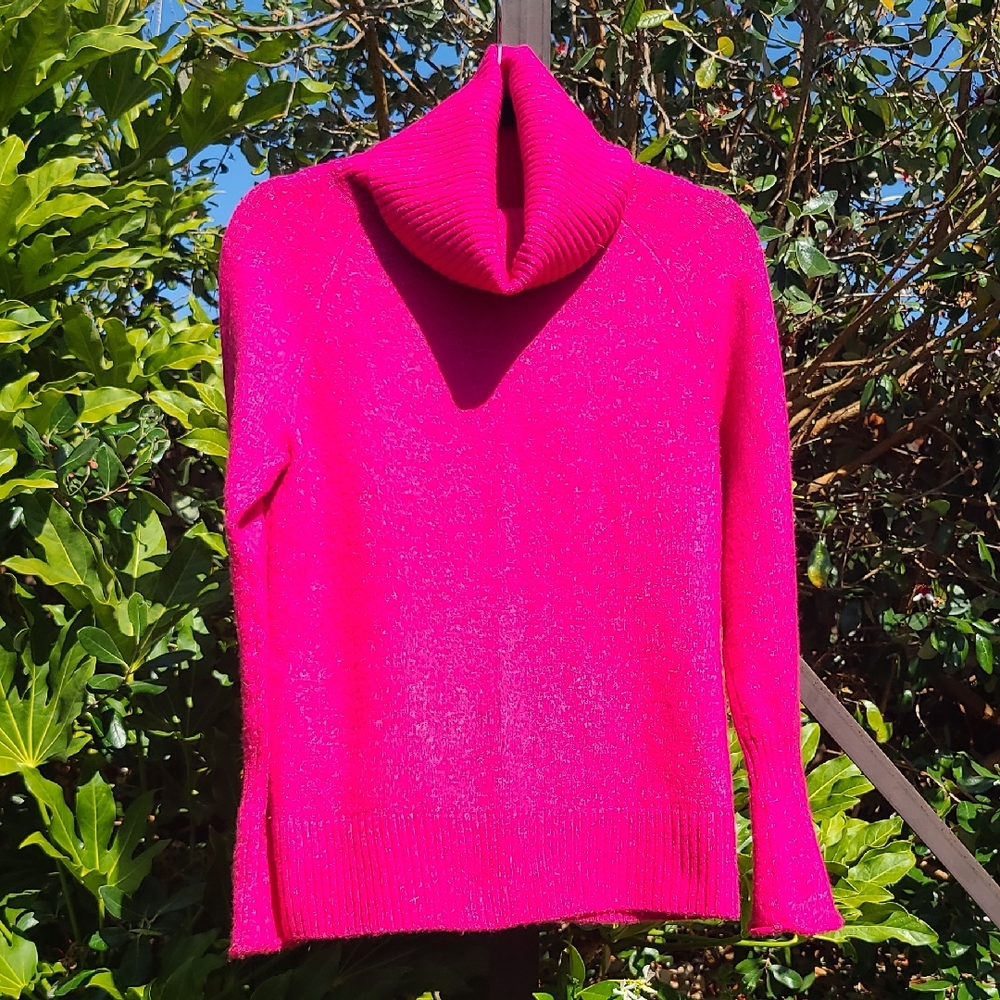 LOFT Pink Turtleneck Sweater with Cozy Cowl Neck